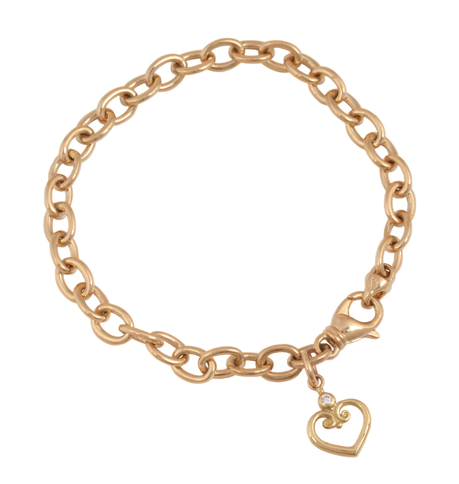 Link Bracelet with Heart Charm
