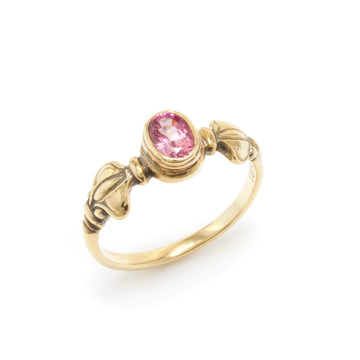 Lotus Bud Motif Ring with a Pink Sapphire