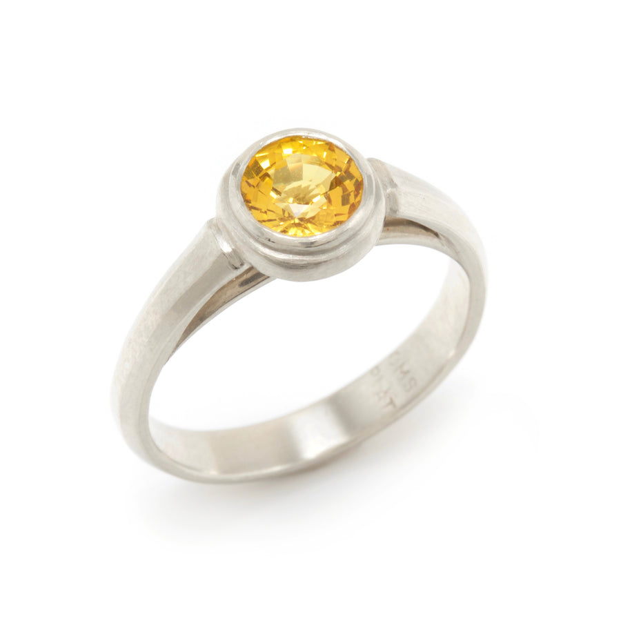 Lunette Style Ring with Yellow Sapphire