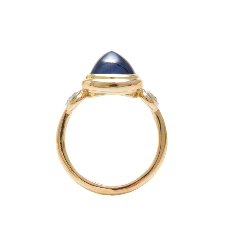 Sugarloaf Cabochon Sapphire & Diamond Ring