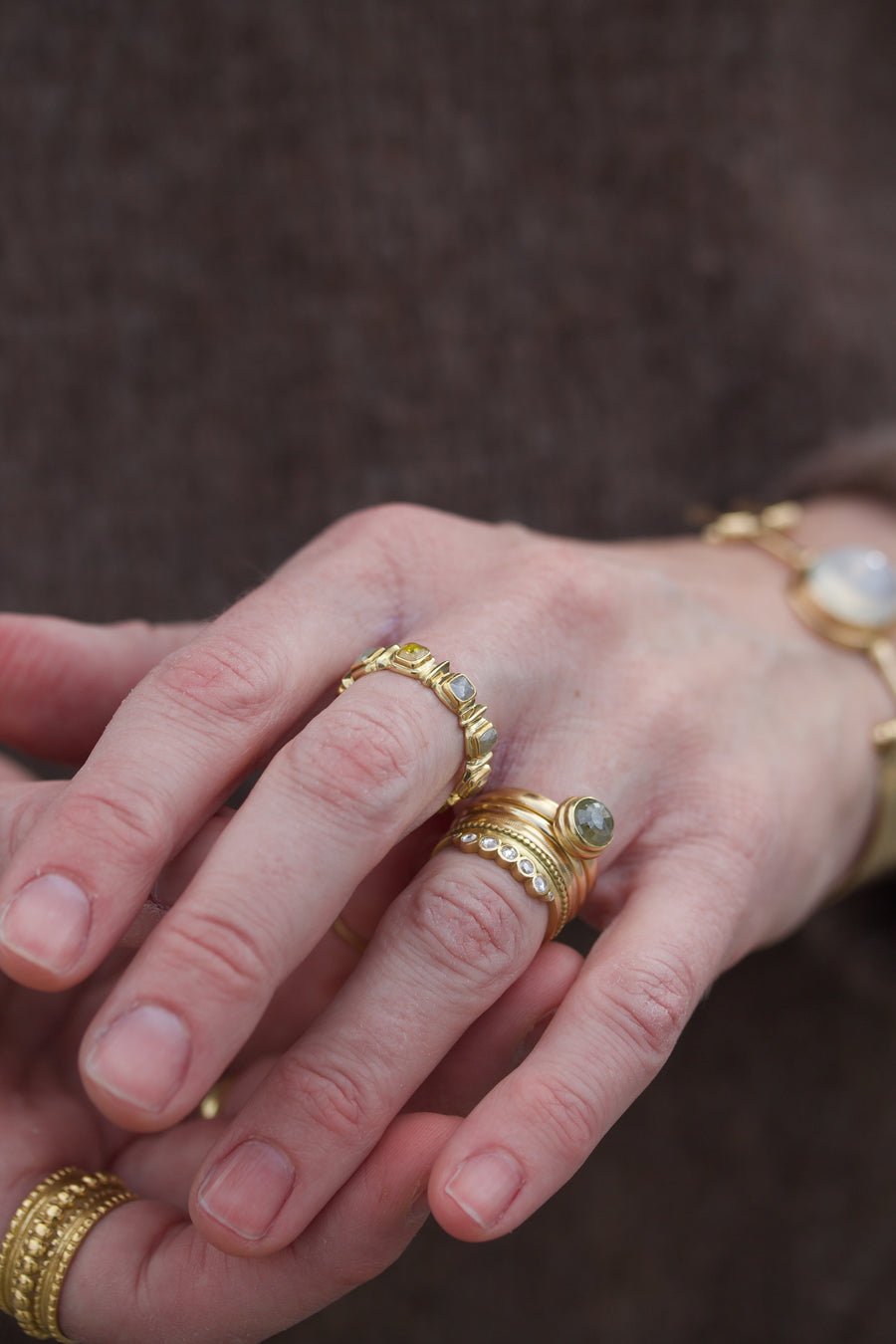 Gilded Frame Ring with Diamonds