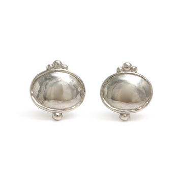Classic Oval Stud Earrings in Platinum