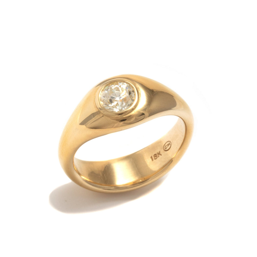 Gypsy Set Ring with European Cut Diamond