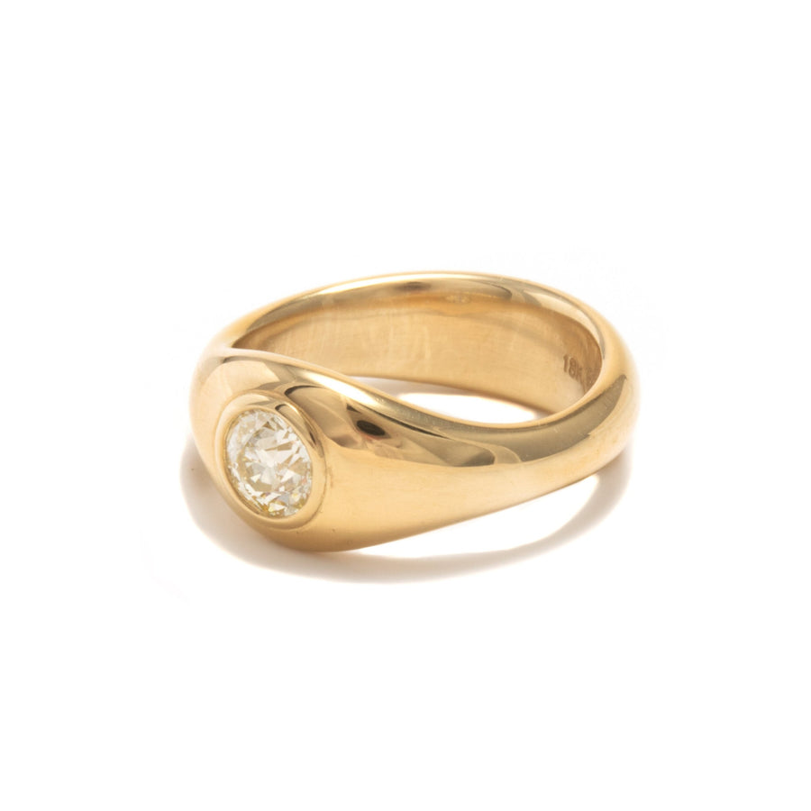 Gypsy Set Ring with European Cut Diamond