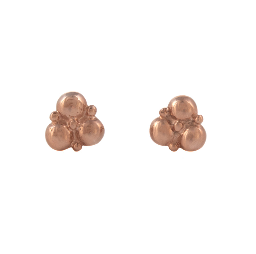 Tiny Trio Bead Earrings in Rose Gold