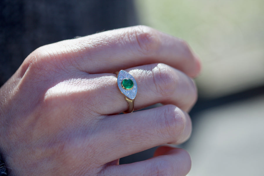 Revival Style Emerald & Diamond Ring