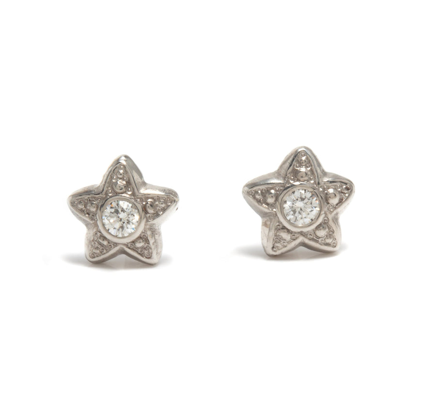 Star Stud Earrings in Platinum