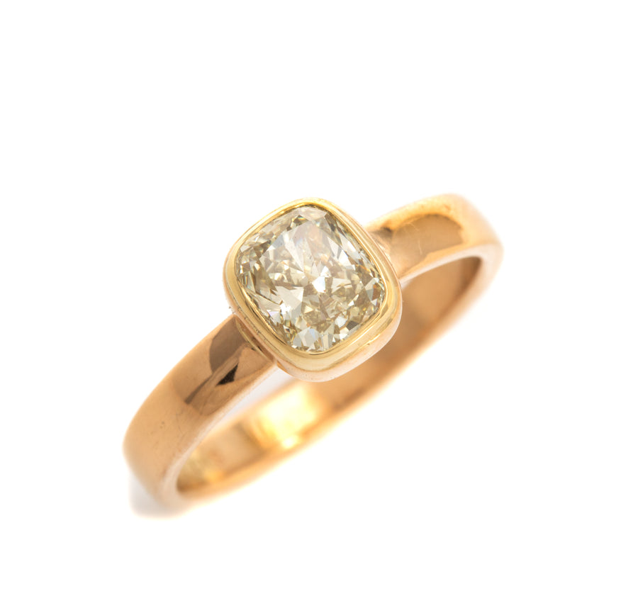 Stackable Cushion Cut Diamond Ring in 18K Yellow Gold