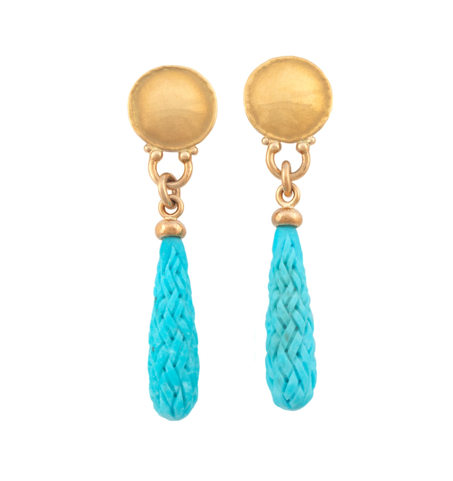 Carved Turquoise Drop Earrings