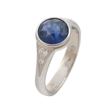 Blue Sapphire Lunette Ring