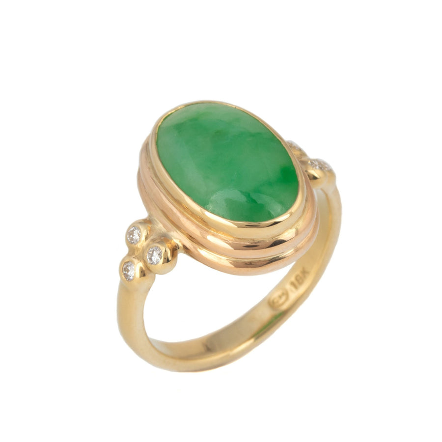 Jadeite Ring with Diamonds