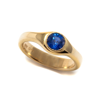 Carved Gypsy Style Blue Sapphire Ring
