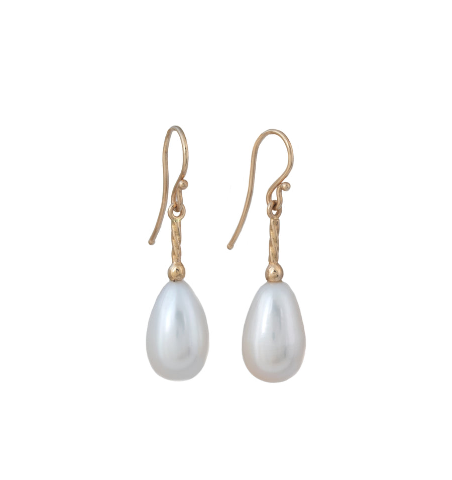 Pearl Drop Earrings with Twisted Wire