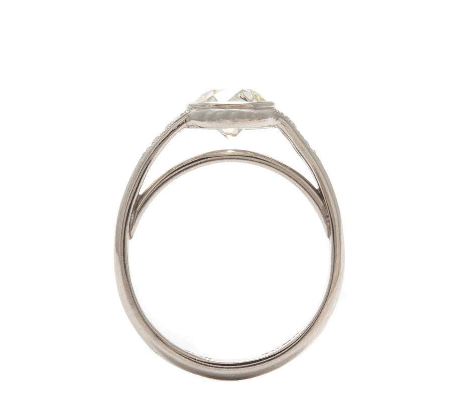 European Cut Diamond Ring in Platinum