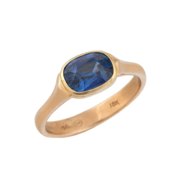 Lunette Style Blue Sapphire Ring