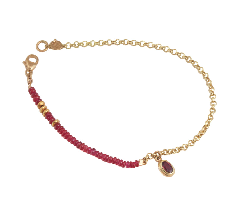 Ruby Bead & Chain Bracelet