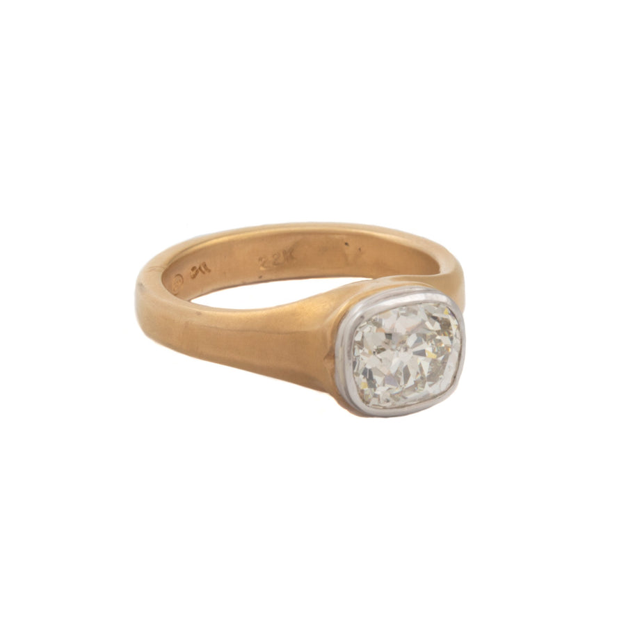 Old Mine Cut Diamond Ring in 22K Gold