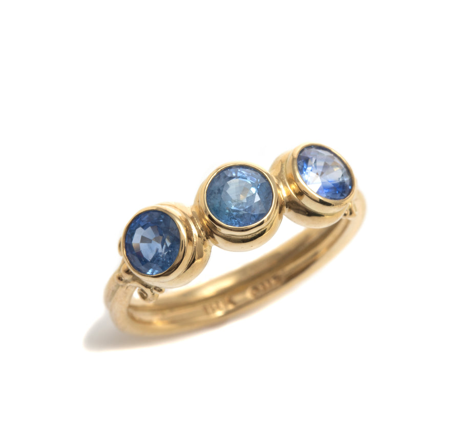 Blue Sapphire Three Stone Ring