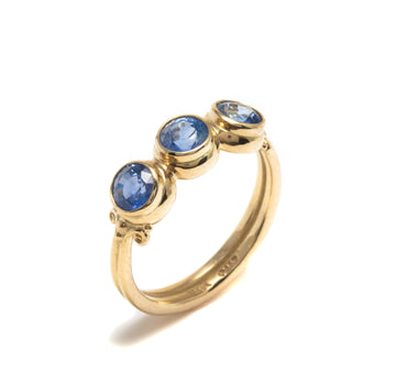 Blue Sapphire Three Stone Ring