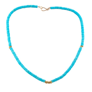 Sleeping Beauty Turquoise & High Karat Gold Necklace