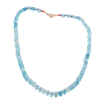 Aquamarine, Sapphire & Coral Beaded Necklace