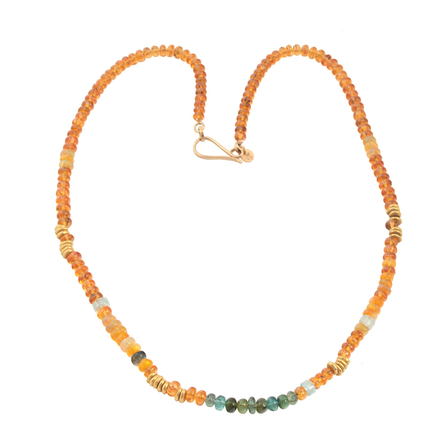 Gemstone Necklace with High Karat Gold Beads