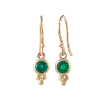 Delicate Emerald Earrings with Beads