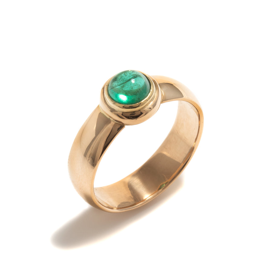 Wide Band Style Emerald Ring