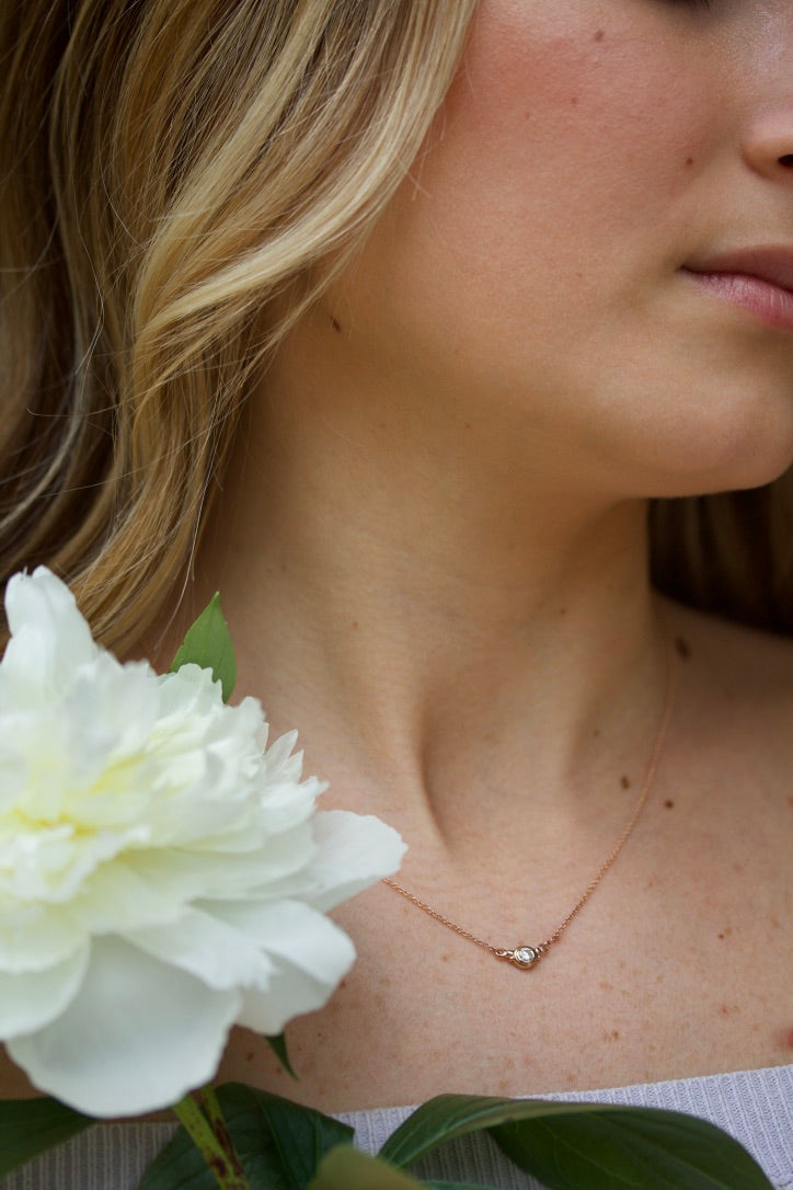 Double Hung Diamond Necklace in Rose Gold