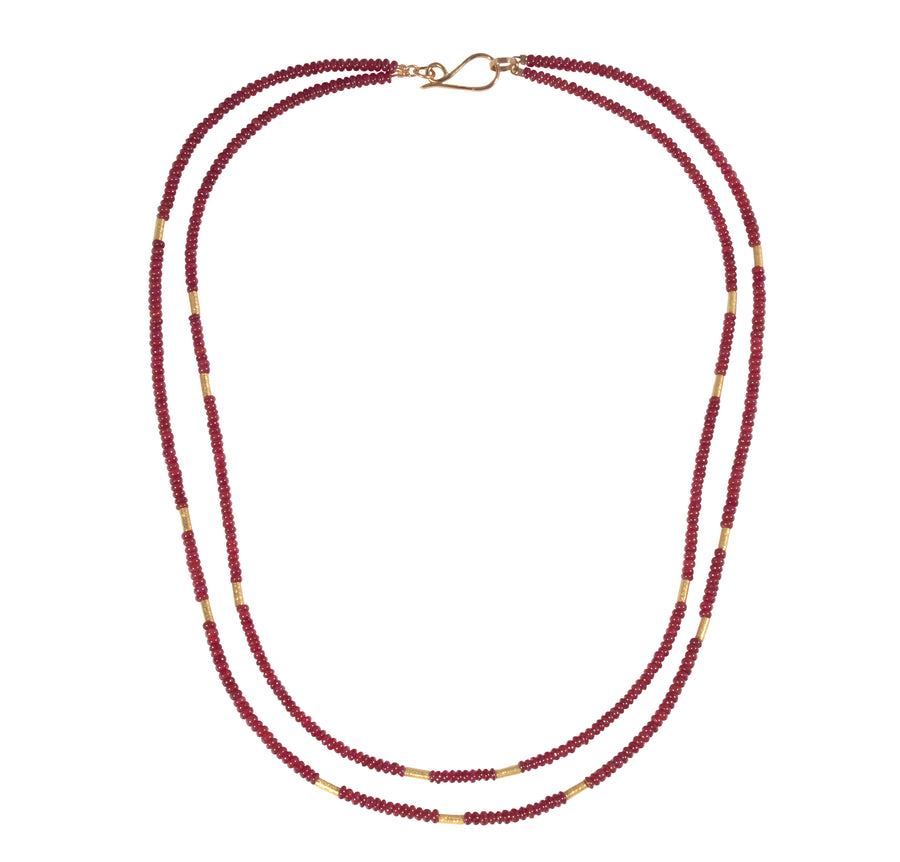 Ruby & High Karat Double Strand Necklace