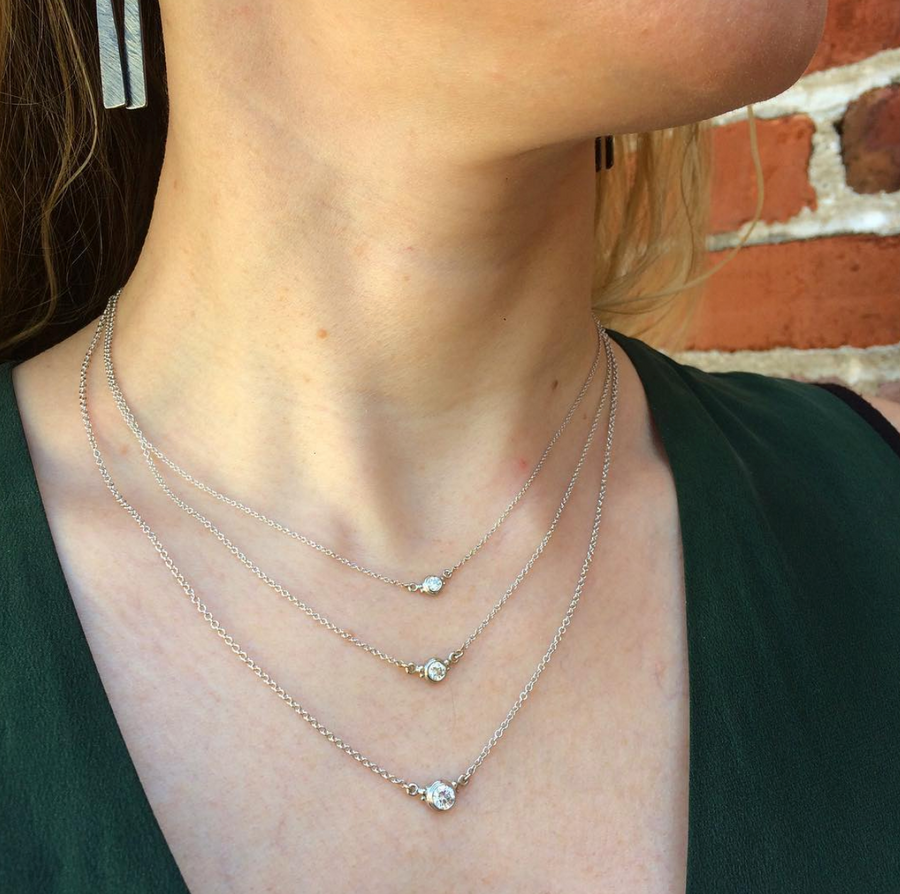 Double Hung Diamond Necklace in Platinum