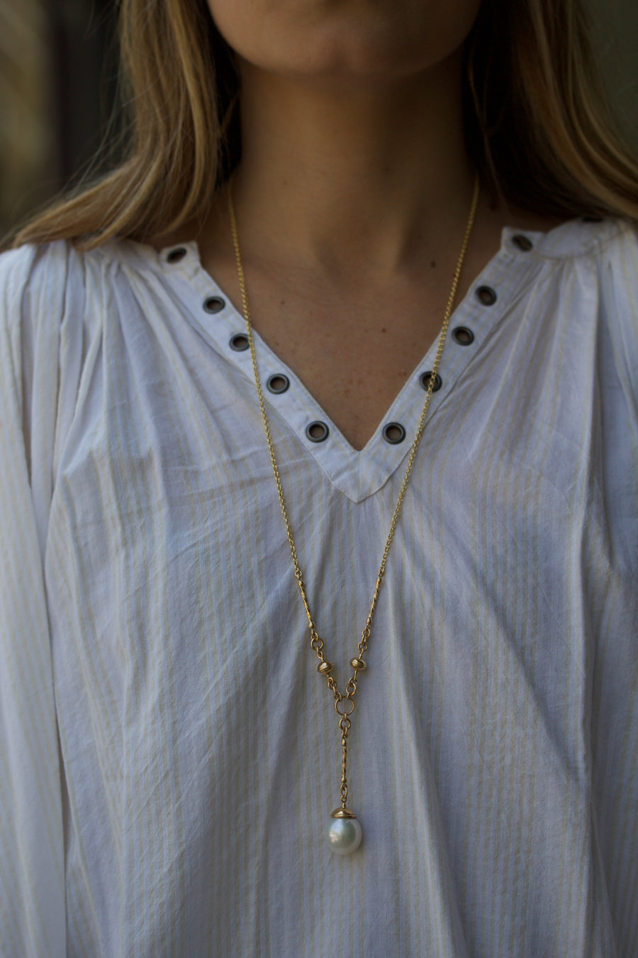 Lariat Style Necklace with South Sea Pearl