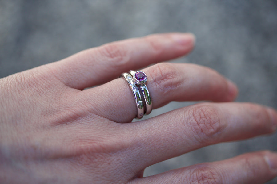 Platinum Stacking Ring with Pink Sapphire