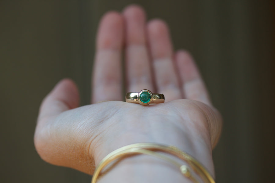 Wide Band Style Emerald Ring