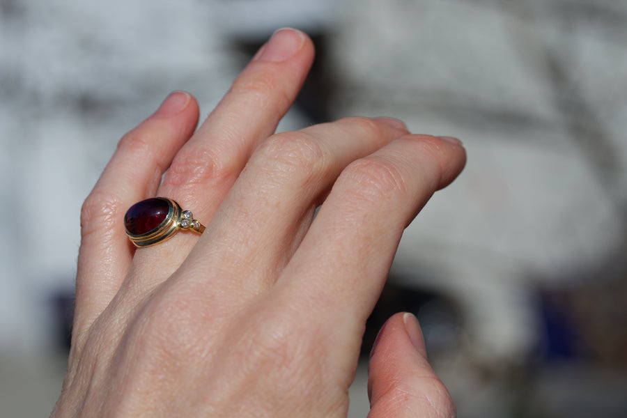 Garnet Ring with Diamonds